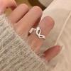 Korean Version Plain Ring Irregular 925 Sterling Silver Versatile Ring Women's Niche Ins Style Design Non-fading Combination Ring