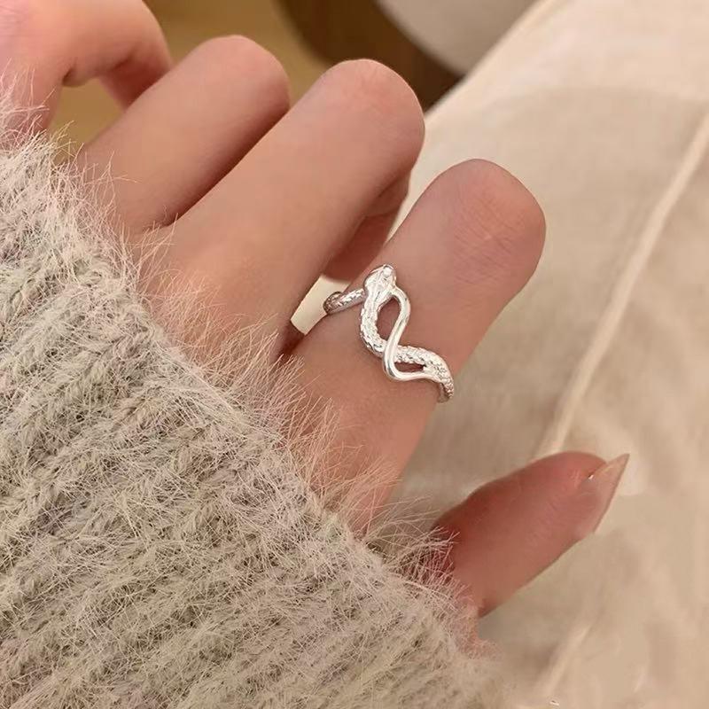 Korean Version Plain Ring Irregular 925 Sterling Silver Versatile Ring Women's Niche Ins Style Design Non-fading Combination Ring