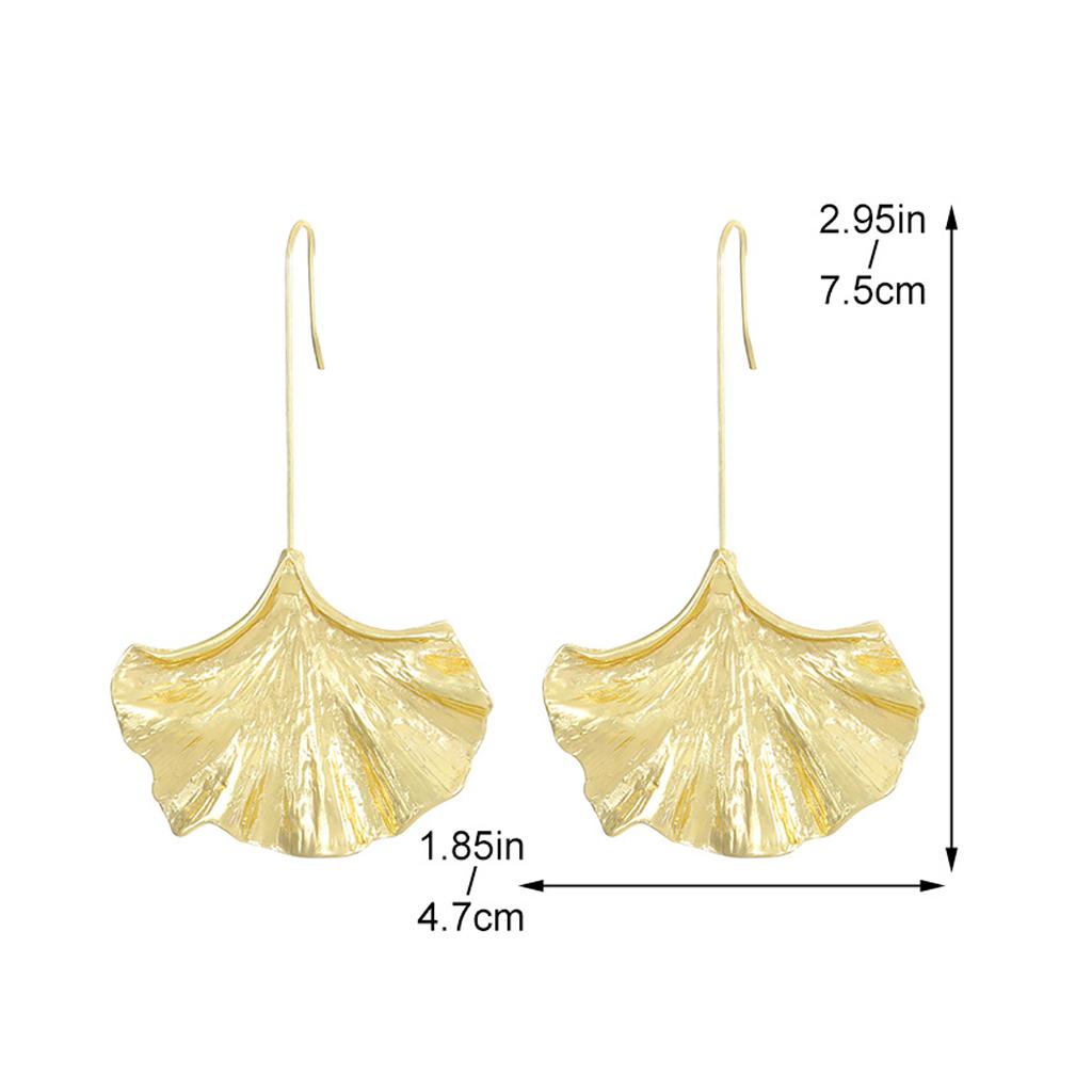 Преувеличенные индивидуальные модные длинные серьги с листьями гинкго и металлической текстурой для женщин