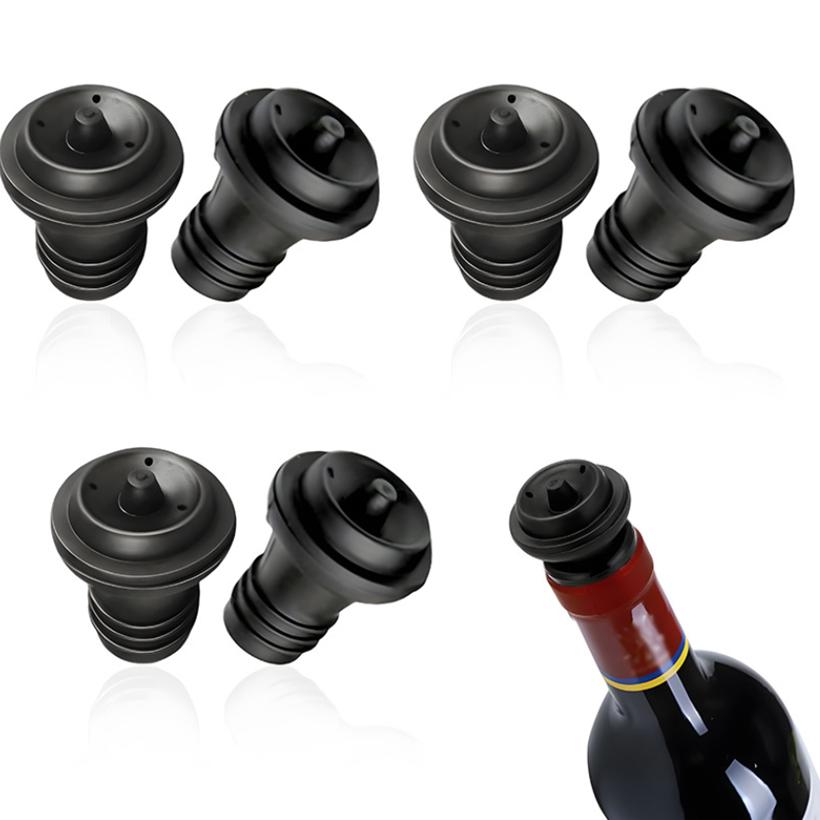Vacuum Suction Bottle Stopper Wine Stopper Bar Accessories Air Lock Aerator Rubber Black Bottle Stopper Wine Fresh Saver Sealing