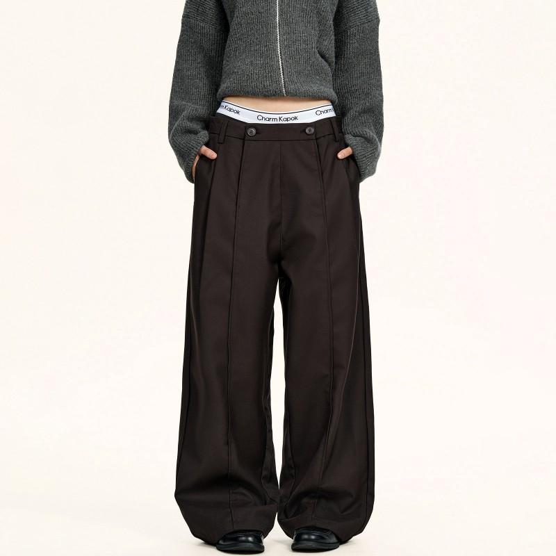 Men Women Wide Leg Dress Pants Loose Fit Straight Trousers Commute