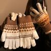 Red Winter Knitted Gloves Fair Island Style Women Cycling Mittens Gift Printed Wool Gloves  Autumn