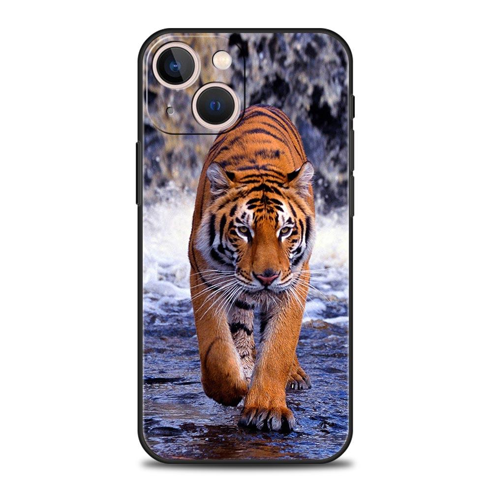 Tiger Leopard Fashion Phone Case For iPhone 17 16 15 Pro Max 11 12 13 14 7 8 Plus SE 2020 X XR XS Cover Soft Black