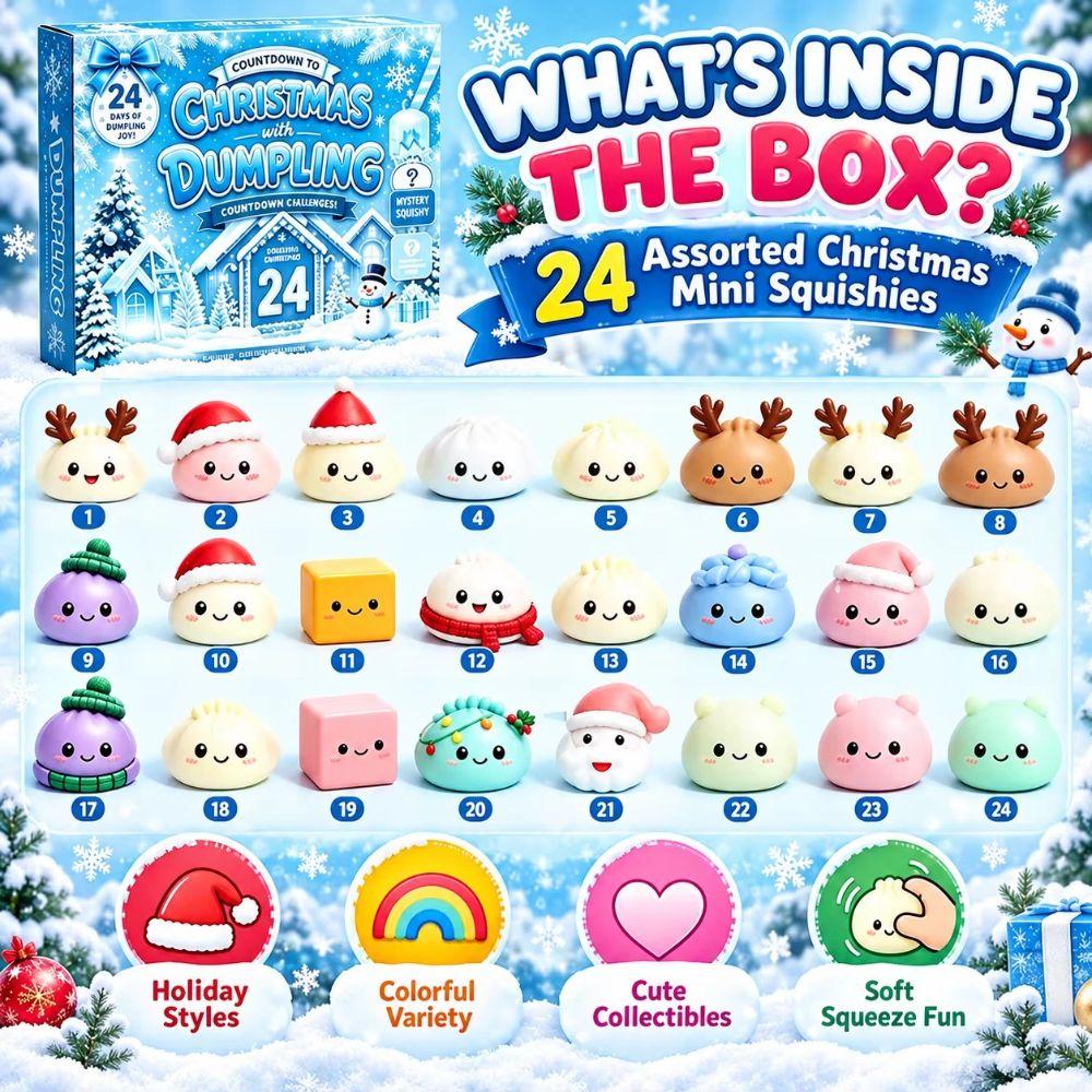 24Pcs Dumpling Squishy Pinch Toy Kit Countdown Calendar Slow Rising Squeeze Toy Holiday