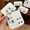 Green Cartoon Earring Set: Autumn/Winter Collection for Students - Cute, All-Match Silver Studs