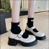 Fashion 2025 Women Jane Shoes Woman Vintage High Heel Platform Lolita Shoes Japanese Style College Student Shoes Big Size