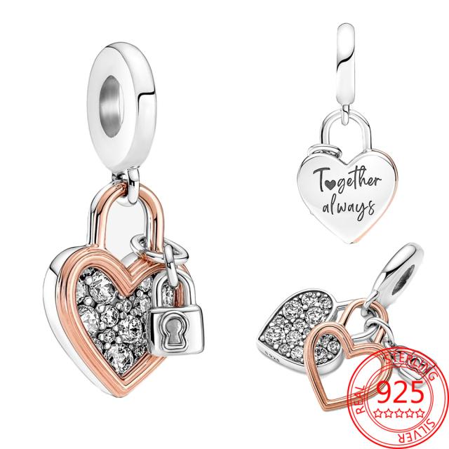 Новый брелок-ключ в виде божьей коровки и сердца, подходит для оригинального модного браслета из стерлингового серебра S925, брелок-подвеска для девочки, подарок