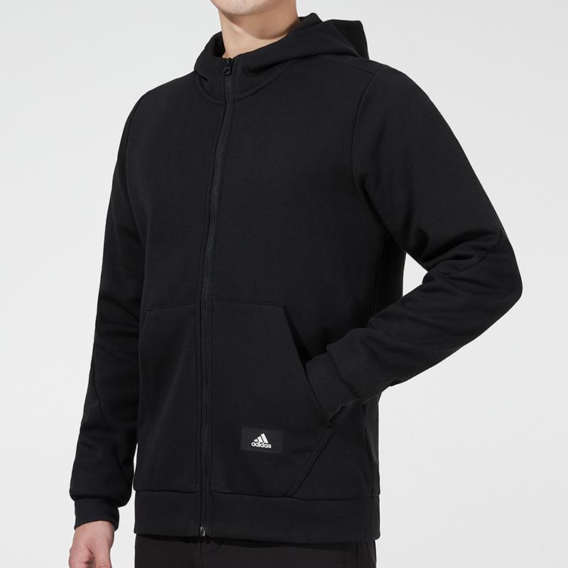 Adidas Essentials флисовая толстовка с капюшоном двойной вязки на молнии, мужская верхняя одежда, черная HA1416