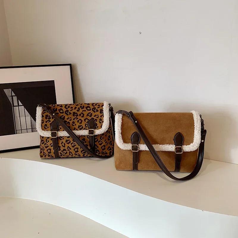 Женская сумка через плечо с леопардовым принтом, универсальная сумка через подмышку, большая вместимость, повседневная сумка через плечо, новинка для осени и зимы