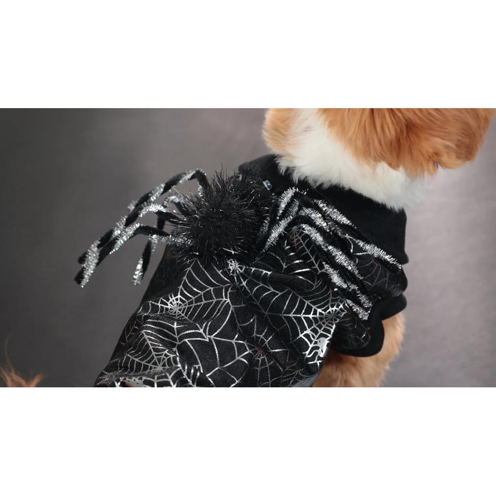 2026 New Pet Halloween Costume Decorations Clothes Black Spider Web Outfits Cat and Dog Cosplay Costumes Pet Supplies