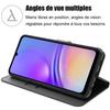 Coque de protection - BOOLING - Samsung Galaxy A05 - Effet Cuir Noir - Antichoc - Fentes pour cartes
