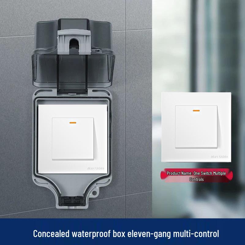 IP66 Waterproof Double-Control Switch with Outdoor Splash-Proof Cover, Wall-Mounted 86 Type Two-Gang/Three-Gang.