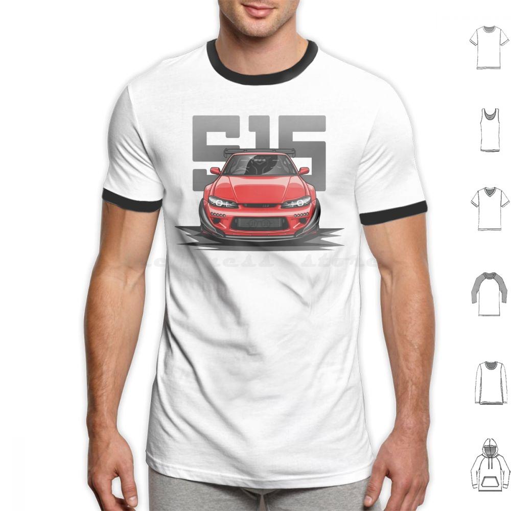 Silvia S15 Front Candy Red T Shirt 6xl Cotton Cool Tee Car Automotive Racing Vehicle Race Cool Sports Supercar Fitment Man