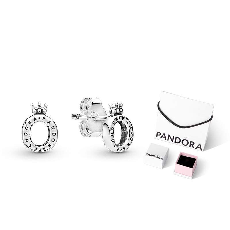 Pandora Сияющая Корона Форма О Серьги из Серебра 925 Пробы Женские серьги 298295