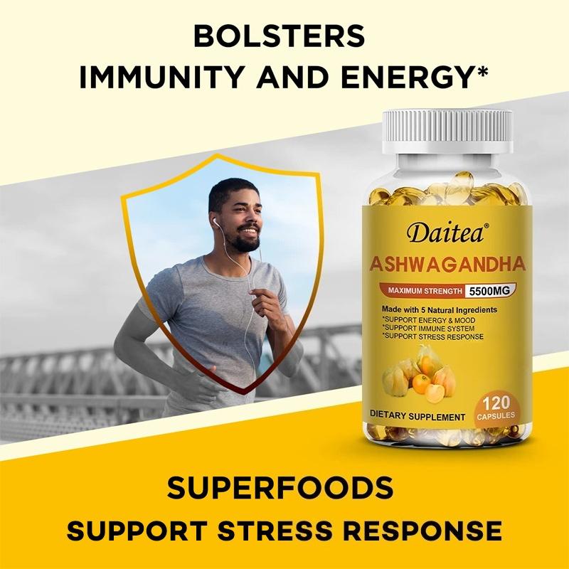 Ashwagandha Maximum Strength 5500mg Formula Made with 5 Natural Ingredients for Energy Mood and Stress Response Support