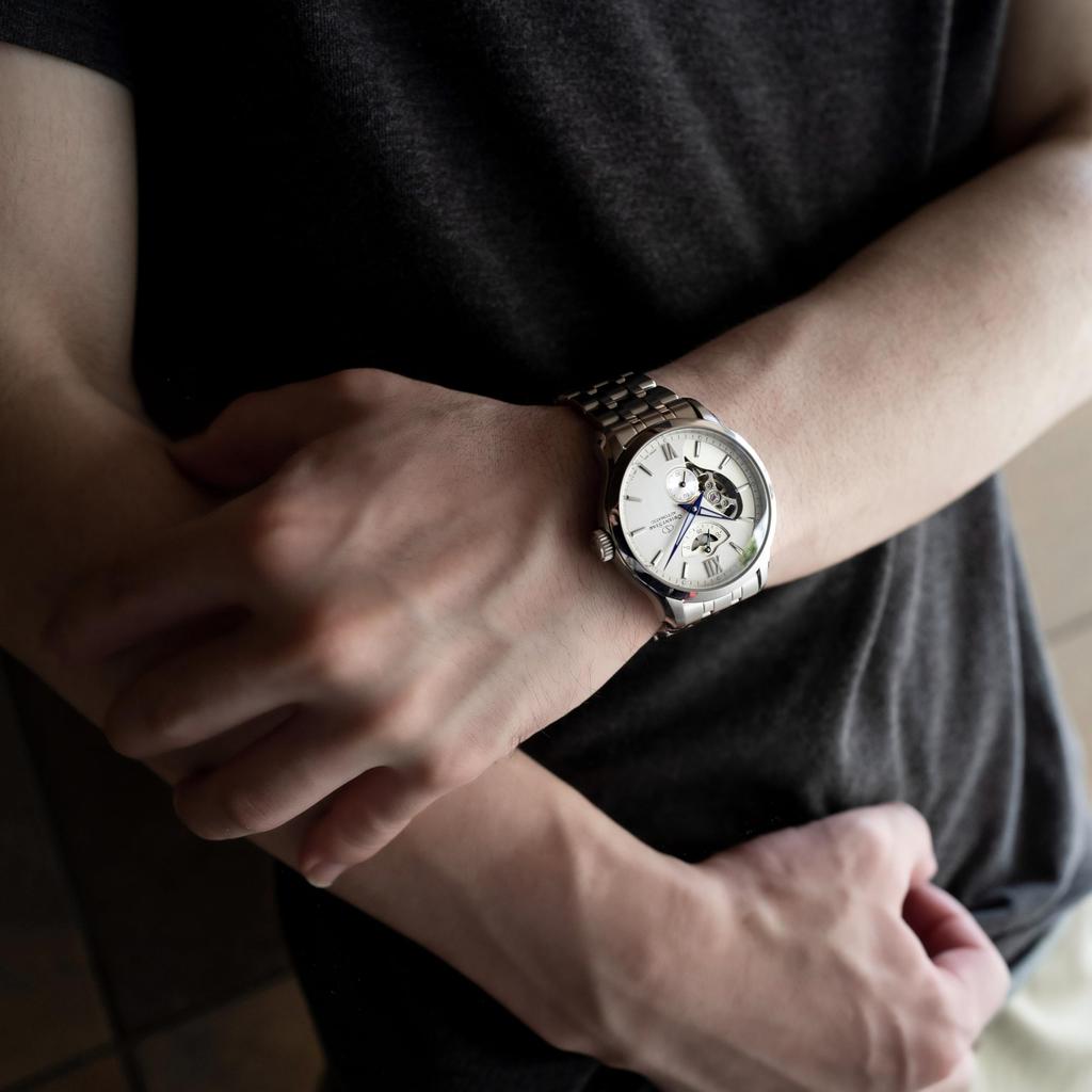 ORIENT STAR Automatic Skeleton Wristwatch RK-AV0B01S Open Heart Men's White Silver Japan Made