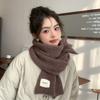 White scarf women's winter solid color wool thickened knitted warm scarf new Korean version versatile high sense