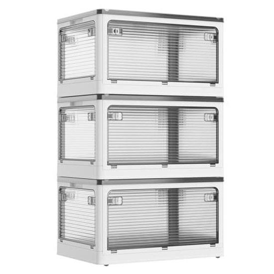 AZMKOO storage box folding lid accessible from all directions casters container clothes case closet toys small items clothing bedding books comics car