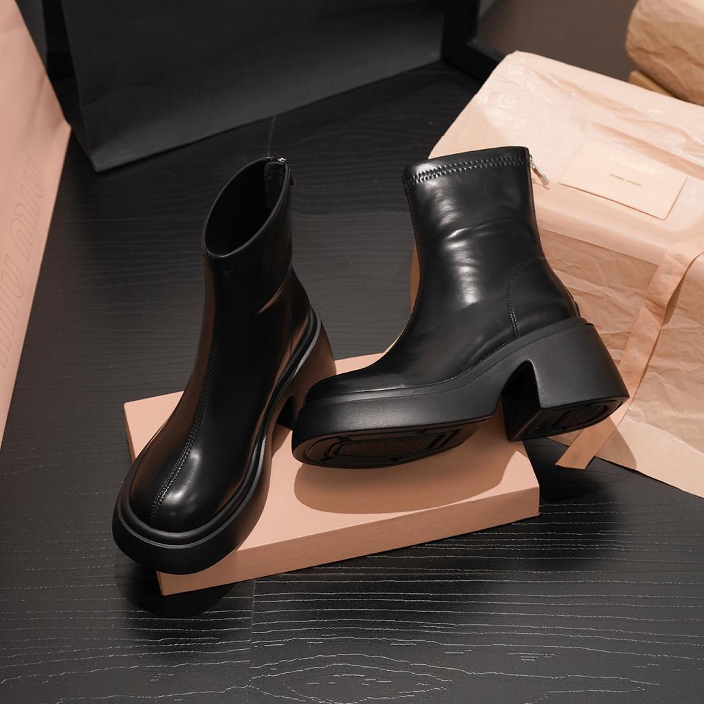 White Short Boots Women's Muffin Thick-soled Small Man Increases Height, Elasticity and Thinness Martin Boots