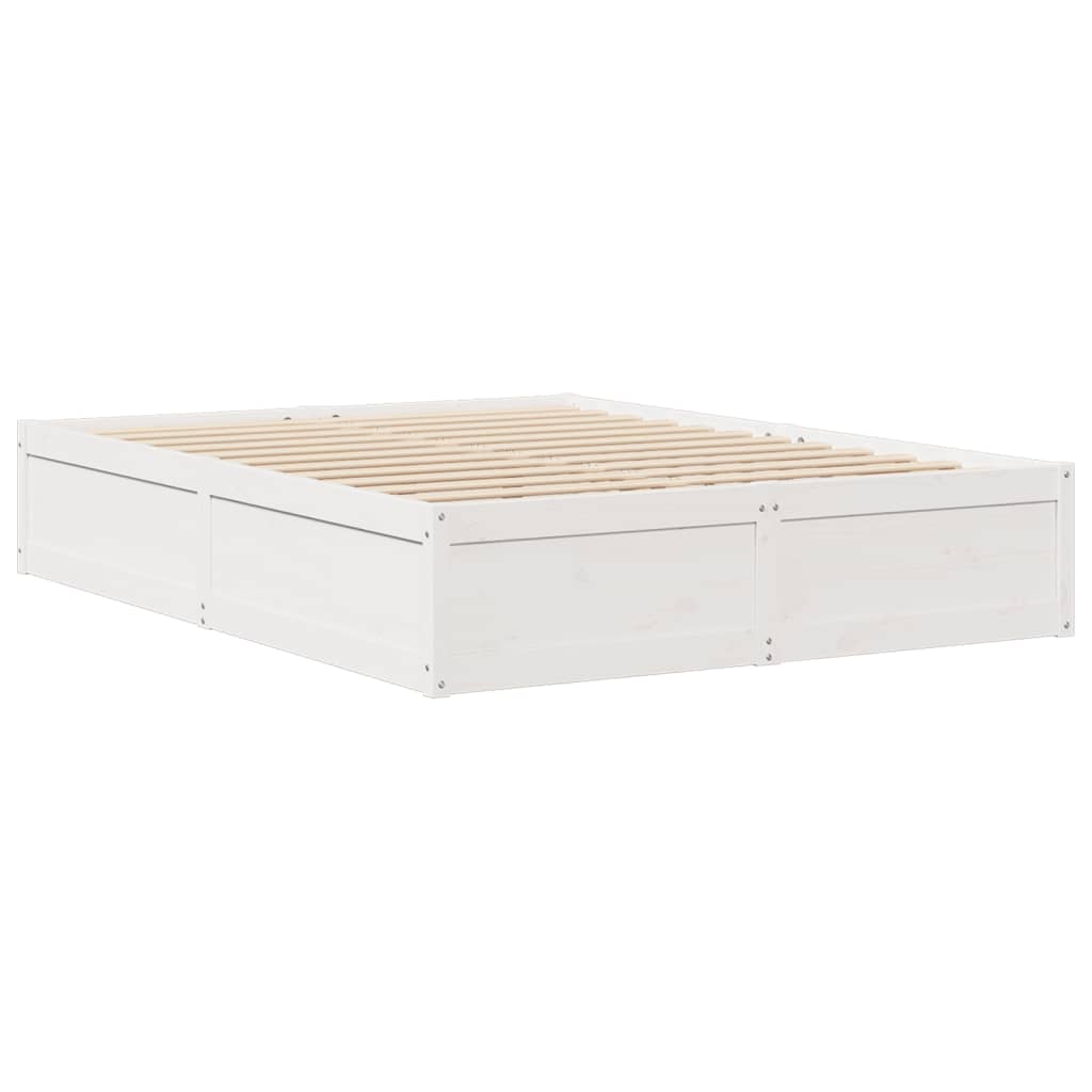 Vidaxl Rama Łóżka Bez Materaca, Biała, 140X190 Cm, Lite Drewno Sosnowe