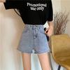 Ретро джинсовые шорты с пуговицами для женщин на лето в корейском студенческом стиле с высокой талией, свободные женские брюки с широкими штанинами