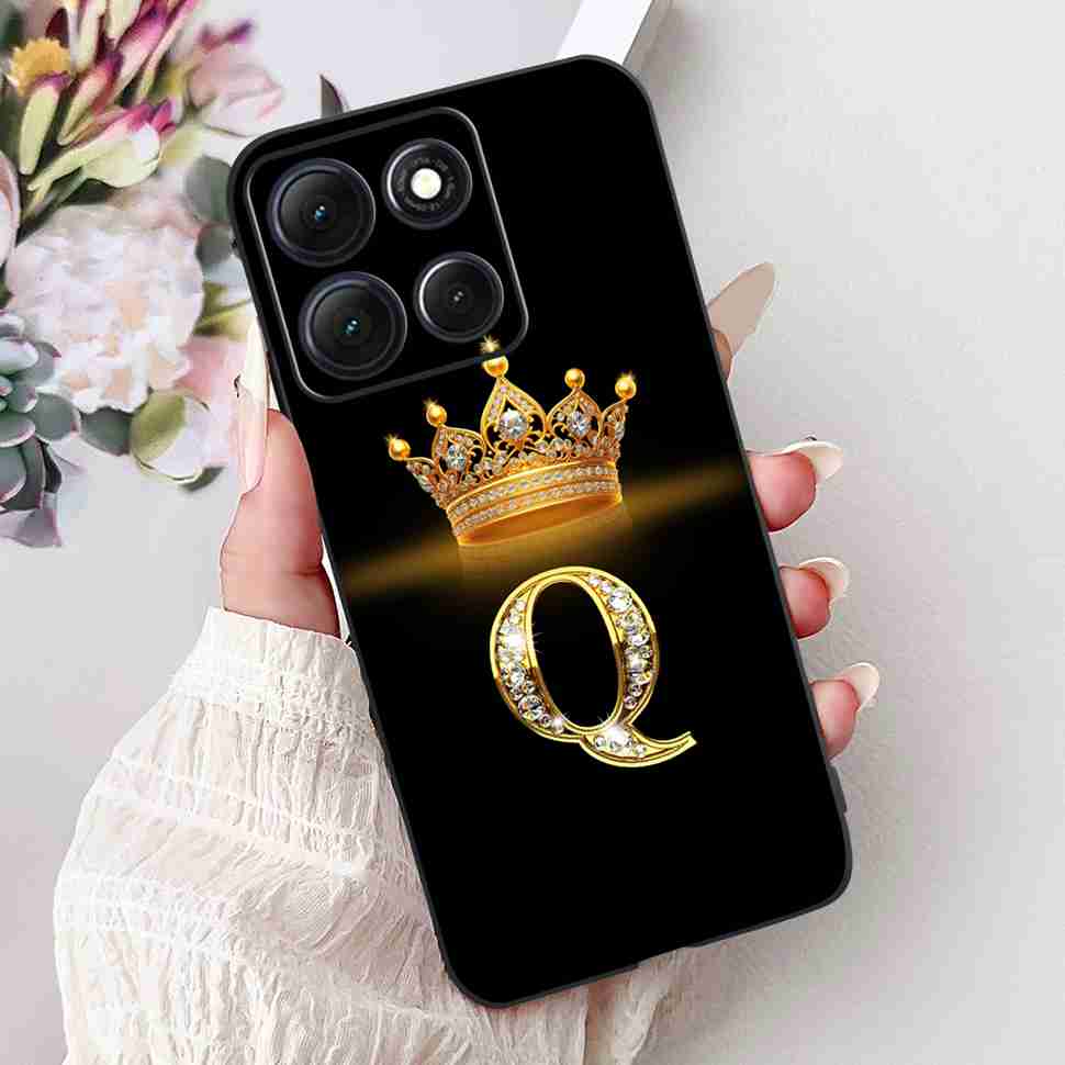 Горячий Чехол Для Motorola Moto G86 5G Буквы Короны A-Z Мягкий Силикон Черный ТПУ Чехол Для MOTO G86 XT2527-2 6.67" Защитный Чехол