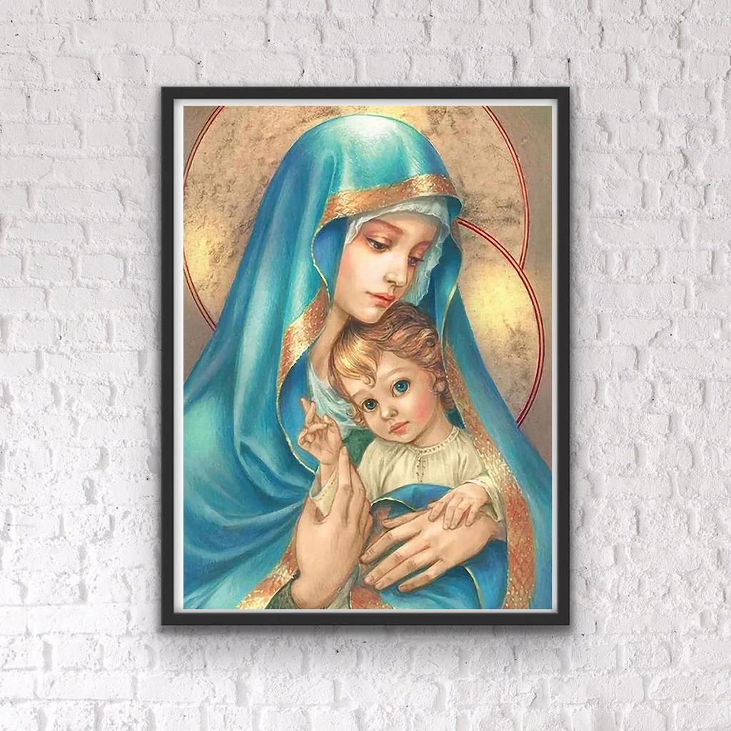 5D DIY Алмазная картина Женщина и ребенок Набор для вышивки крестом Мозаика Алмазная вышивка Полный круглый квадратный дрель Украшение дома