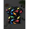 Футболка для мальчиков Glowing Dinosaur Adventure - короткий рукав, удобная летняя одежда для повседневного веселья