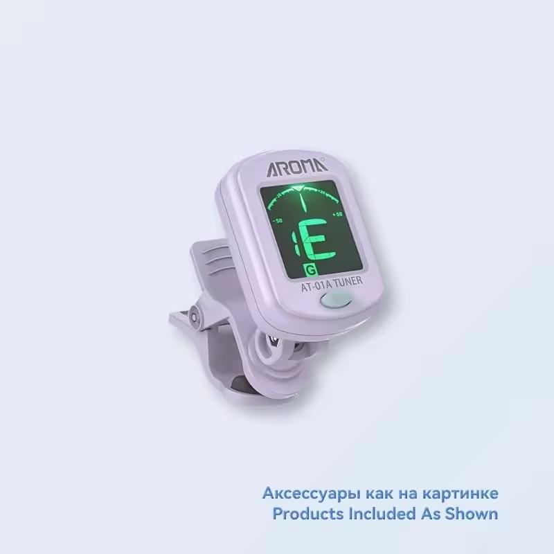 AROMA AT-01A Guitar Tuner Rotatable Clip-on Tuner LCD Display for Chromatic Acoustic Guitar Bass Ukulele Black Guitar Parts