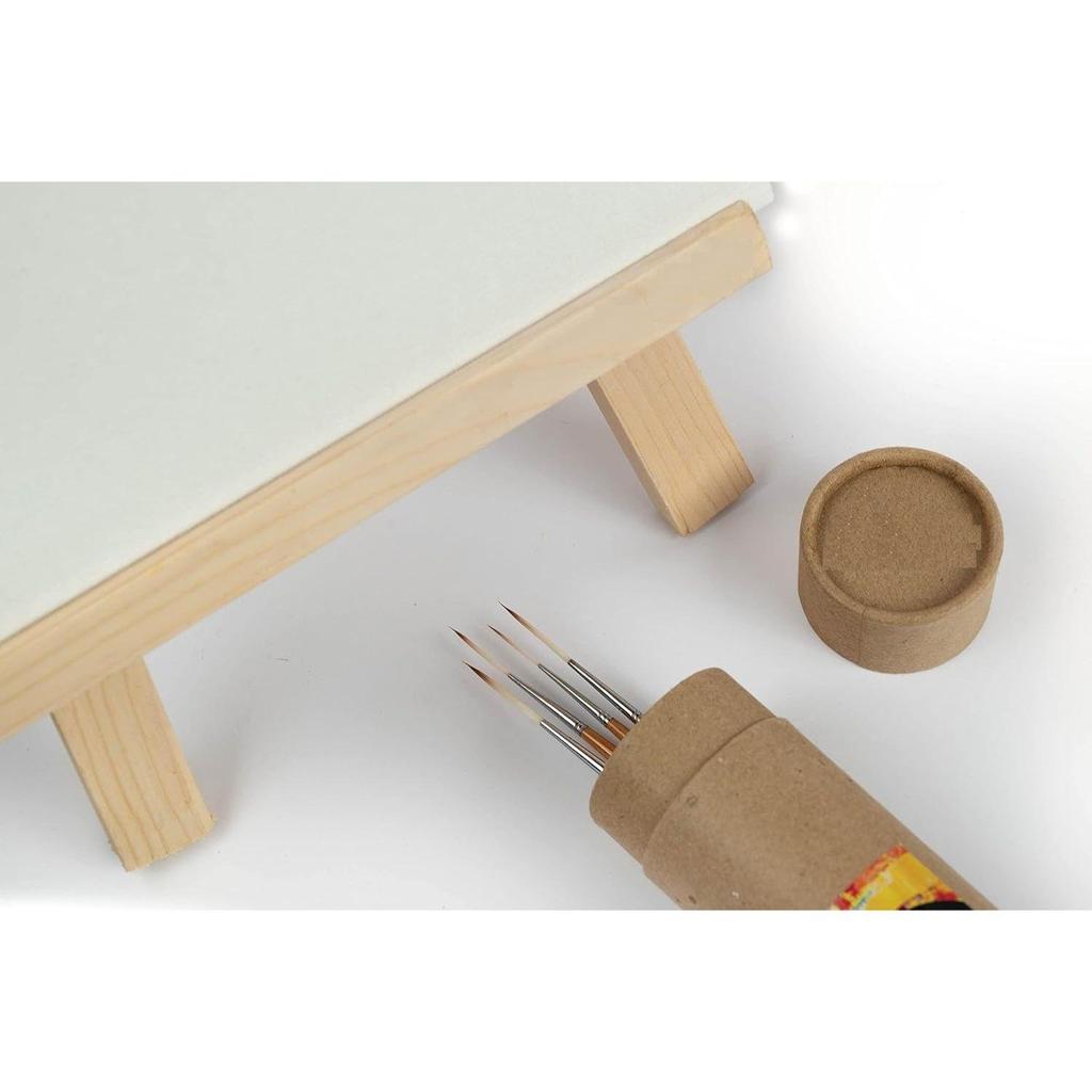 Fine Detailing Brush Set for Painting - Long Liner Rigger Set of 4 With Holder for Acrylic, Oil, Watercolor & Gouache