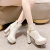 European and American Fashion Women's Boots 2024 Autumn and Winter New Metal Decoration Simple High Heel Women's Short Boots