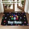 Crystal Velvet Square Rug Custom NameAmong Us Pattern Non Slip Home Floor Decor Rug