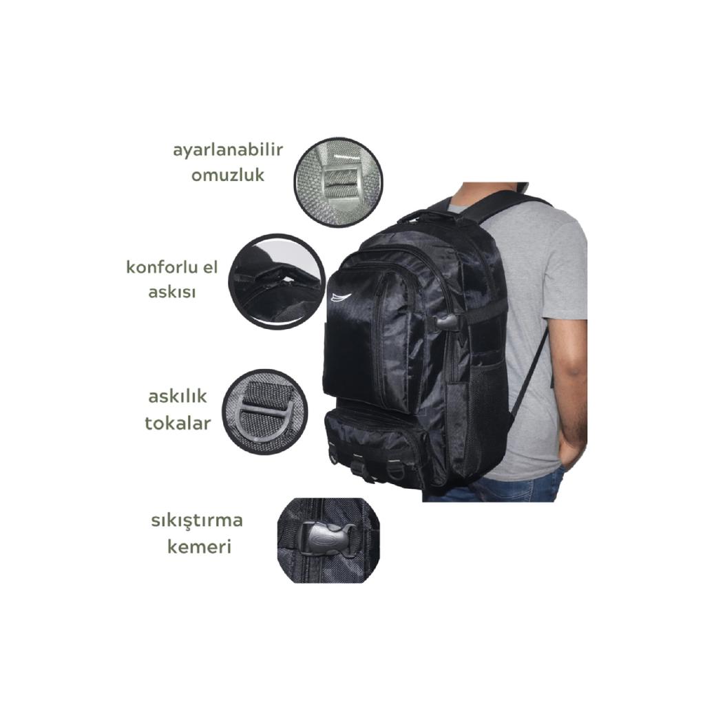 Черный, большой размер, водонепроницаемый рюкзак с несколькими глазами, 50 л, для походов, путешествий, школ, альпинистов и треккинга