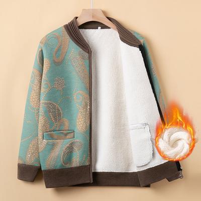 Осенне-зимний свитер-жакет бабушки с толстой подкладкой из плюша, зимний теплый кардиган для мам среднего и пожилого возраста