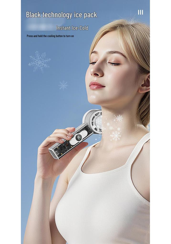 Portable High-Speed Handheld Fan with Digital Display and Cooling Ice Pack