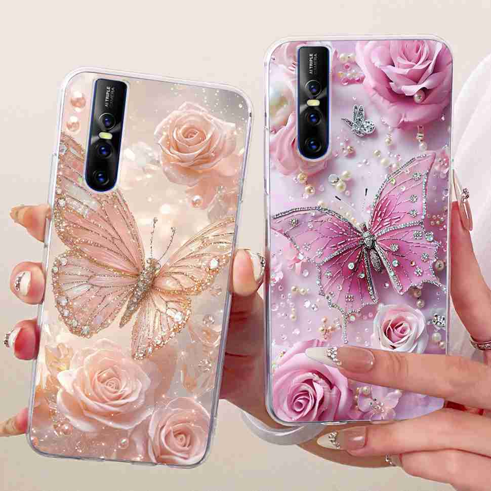 For Vivo V15 Pro Casing Soft Silicone Colorful Butterfly Cover For Vivo V 15 V15 VivoV15 Pro Fundas Capa Full Protective Case