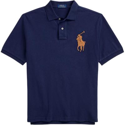 Polo Классический крой Однотонная футболка поло с коротким рукавом и логотипом пони Мужские топы Темно-синий 710958776-001