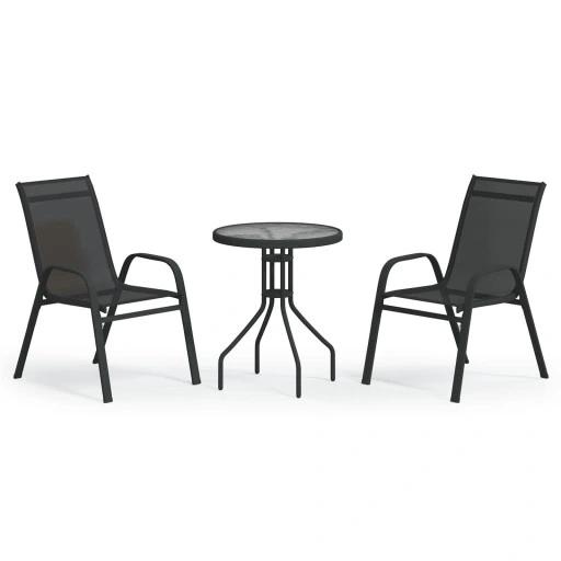 Vidaxl 3-Częściowy Zestaw Mebli Bistro Do Ogrodu, Czarny