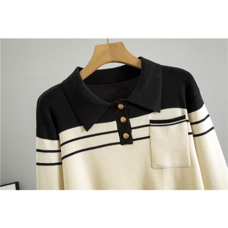 Женский свитер в полоску большого размера, весенний, новый, свободный, модный, повседневный, трикотажные брюки с широкими штанинами, комплект из двух предметов