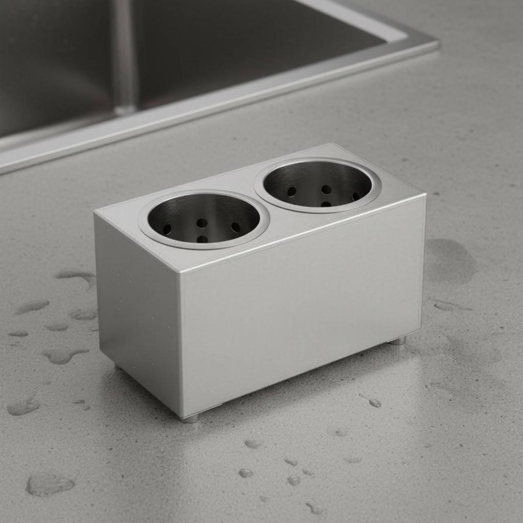 Stainless Steel Cutlery Box Drain Holes Flatware Holder Easy to Clean for Hotels
