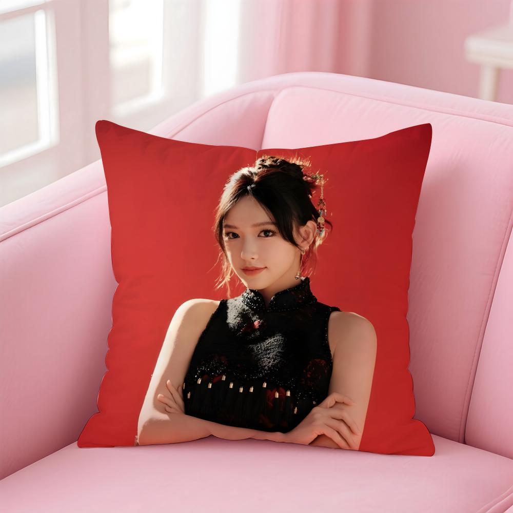 Popular fashion Chinese actress CCheng Xiao Cushion Cover Pillow Case Soft Friendly Fabric Concealed Zipper