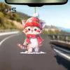 Christmas Cat Pendant 2D Acrylic Cute Christmas Hanging Ornaments Car Rearview Mirror Decor Gift for Friends Family