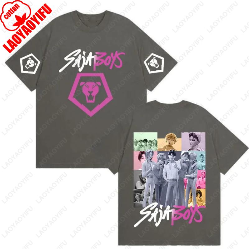 Kpop Saja Boys Охотники на демонов 2025 Фильм Графические Хлопковые Футболки Мужские Женские Эстетическая Мода Смешные Футболки Повседневный Хип-хоп Популярные Топы