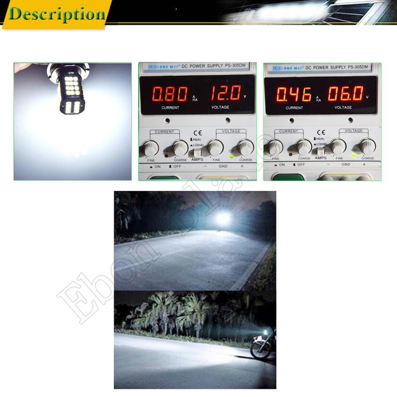 2Pcs DC 6V 10-30V P45T 2835 LED Motorcycle Headlight Bulb White 6000K Moto Bixenon Hi/Lo Beam Light Scooter Motorbike Head Lamp