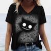 Women's T Shirt Cute Cat Pattern Print Summer v-Neck Short Sleeve Fashion Street Sportwear Oversized Clothing Animal T-Shirts