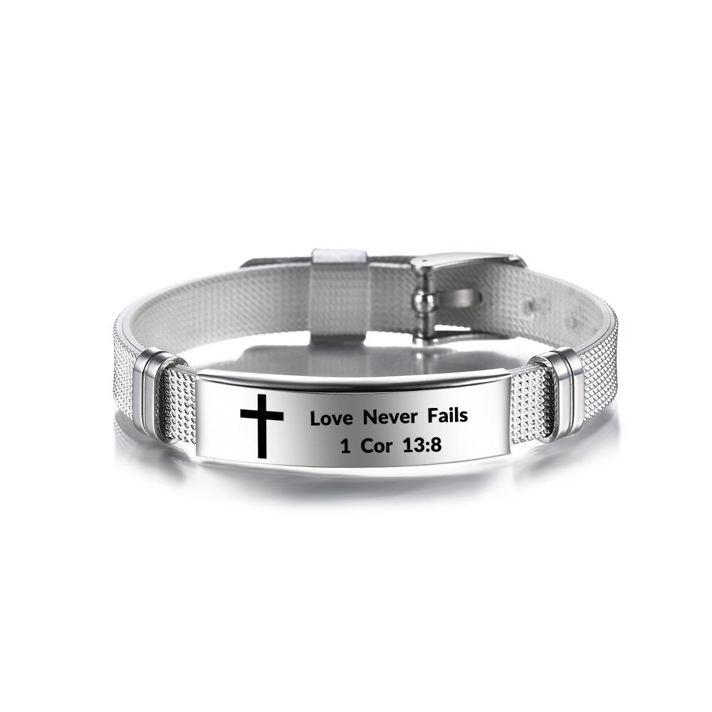 Любовь никогда не перестает, вдохновляющий браслет из Священных Писаний, вдохновляющий браслет с христианским крестом, модный браслет «Я с тобой», браслет