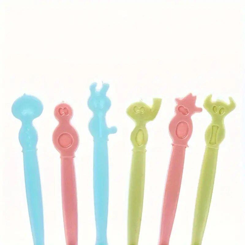 Модные пищевые пластиковые десертные вилки с ящиком для хранения, одноразовые вилки для домашнего использования, фруктовые вилки в форме мультфильма, 50 шт./комплект, аксессуары