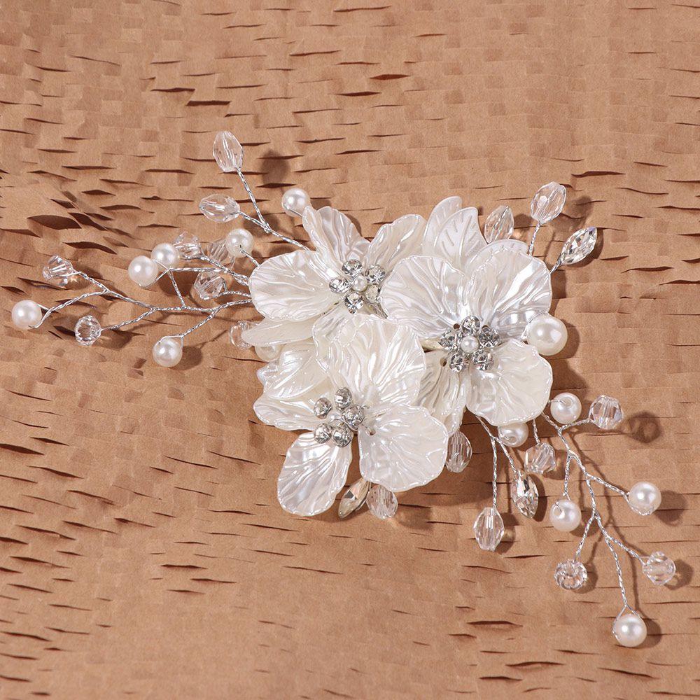 Handmade Bride Headdress White Wedding Hairpin Exquisite Bridal Headwear Hair Jewelry