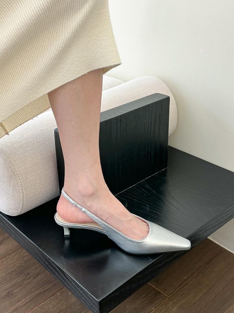 Шангси, выглядит хорошо! Французские белые сандалии с острым задником женские весенне-летние легкие туфли с тонким средним каблуком и сумкой на голове