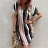 Women's Striped V-neck Dress Spring Summer Fashion Casual A-line Dress